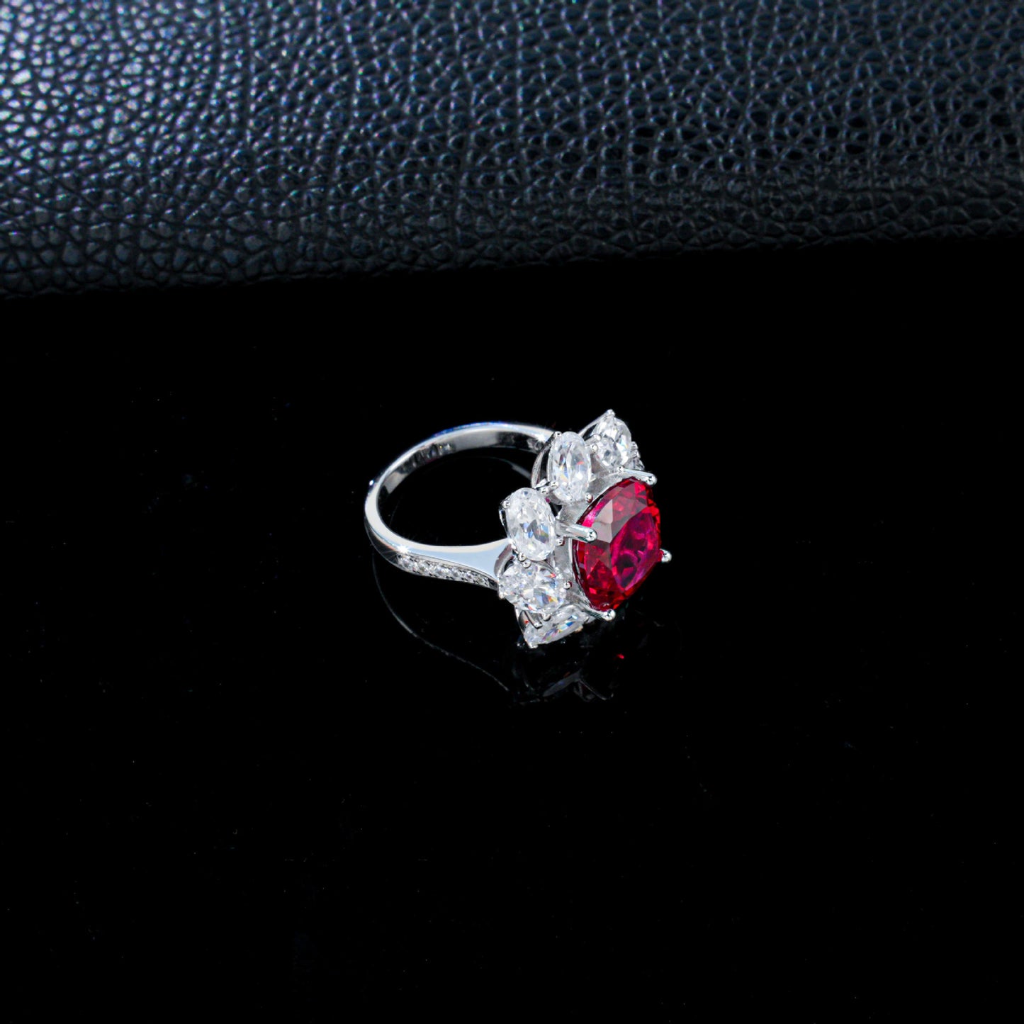 S925 Silver Lab Ruby Ring, Style Evening Engagement - Photo 4