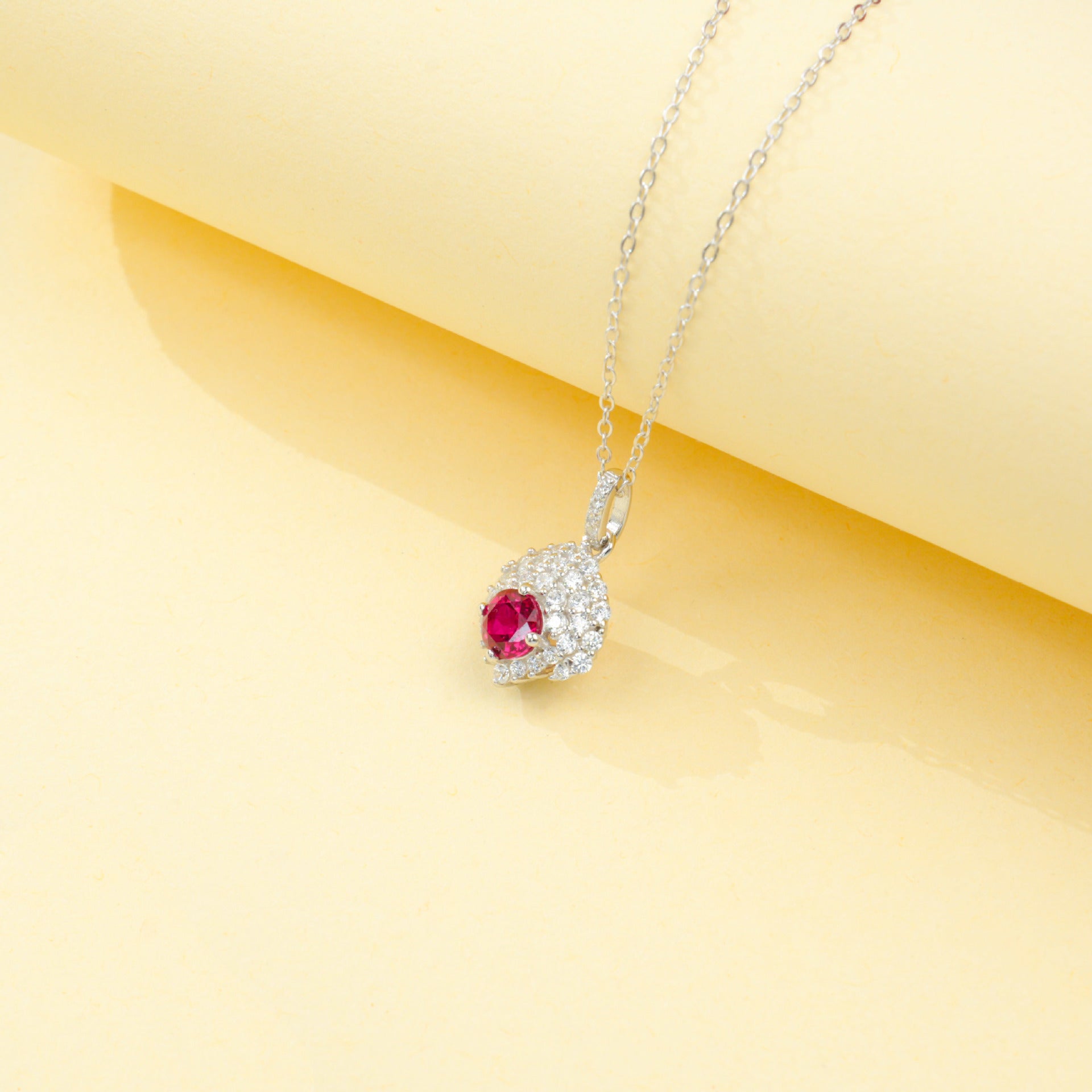 925 Sterling Silver Lab Ruby Choker Necklace for Women, Designer Birthday Gift - Photo 4