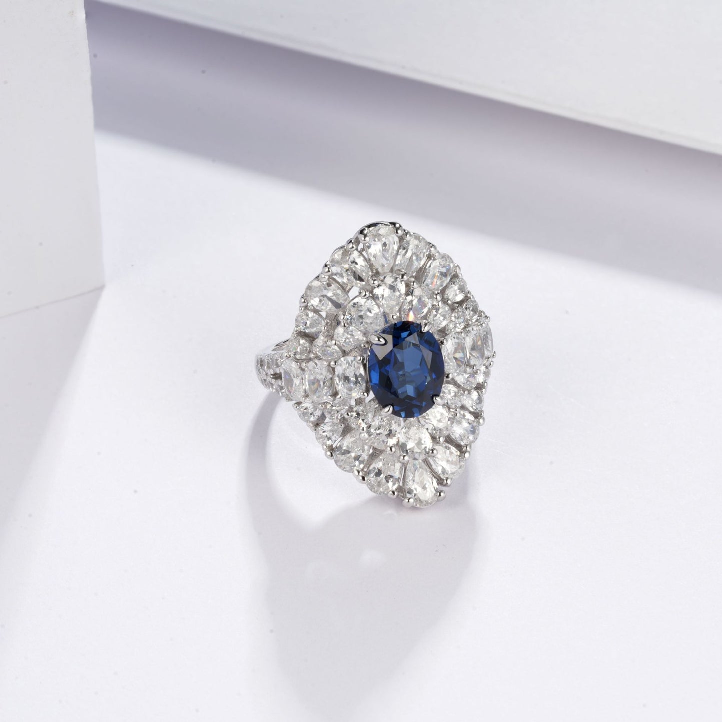 Lab Sapphire Ring 925 Silver, Design Minimalist Purple - Photo 2