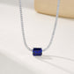 S925 Sterling Silver Lab Sapphire Necklace Rectangle Step-Cut Centre Full Diamond, Premium Valentine Gift - Photo 6