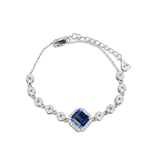 S925 Silver Square Sapphire Halo Jewellery, Women's Versatile Accessory - Photo 5