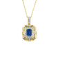 S925 Silver Vintage Palace Lab Sapphire Square Plate Necklace Full Diamond Halo, Women's Gift - Photo 5