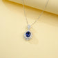 S925 Sterling Silver Royal Blue Lab Sapphire Pave Pendant Necklace, for Women - Photo 2