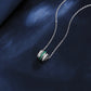 S925 Silver Lab Emerald Cylinder Tube Pendant Necklace, Gemstone Versatile - Photo 4