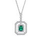 S925 Silver Lab Emerald Necklace Square Premium - Photo 5