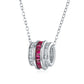 S925 Silver Lab Ruby Tube Pendant Necklace, Gemstone Versatile - Photo 5