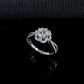 S925 Silver Flower Halo Lab Diamond Ring, Proposal Engagement Wedding - Photo 6