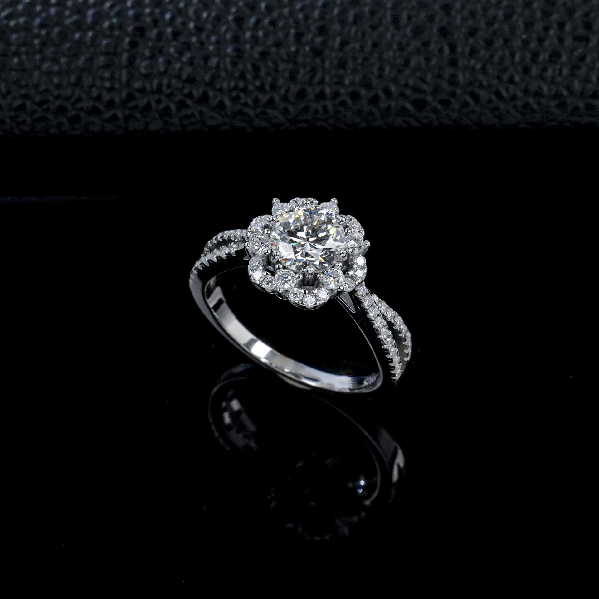 S925 Silver Flower Halo Lab Diamond Ring, Proposal Engagement Wedding - Photo 6