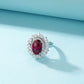 S925 Silver Lab Ruby Oval Ring, Bold Design - Photo 2
