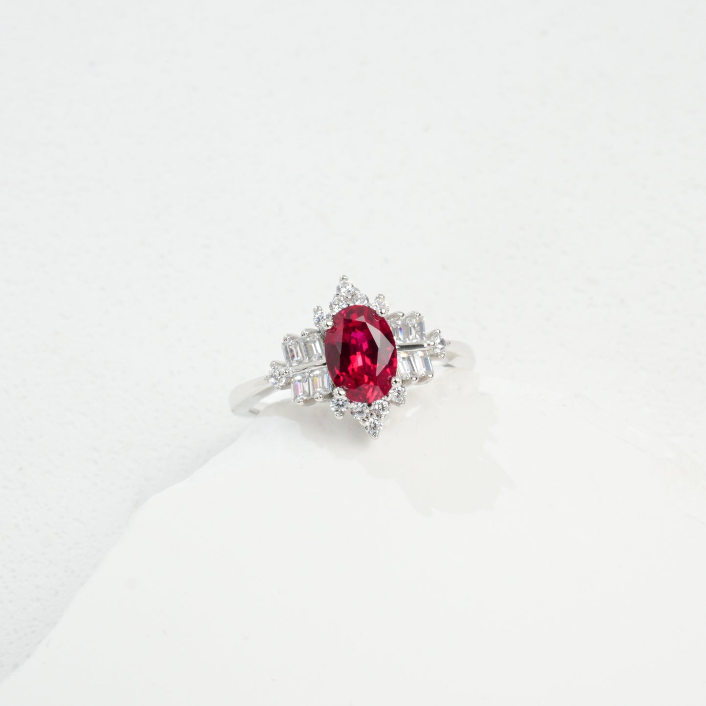 Lab Ruby Ring 925 Silver Natural Stone Earrings Engagement Jewellery Starry - Photo 3