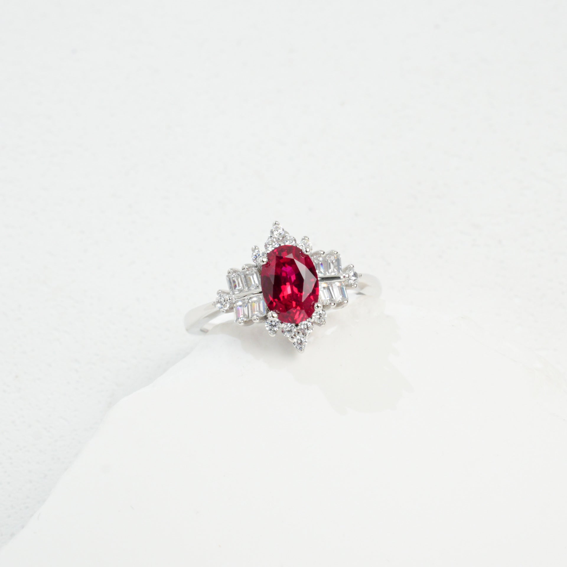 Lab Ruby Ring 925 Silver Natural Stone Earrings Engagement Jewellery Starry - Photo 3