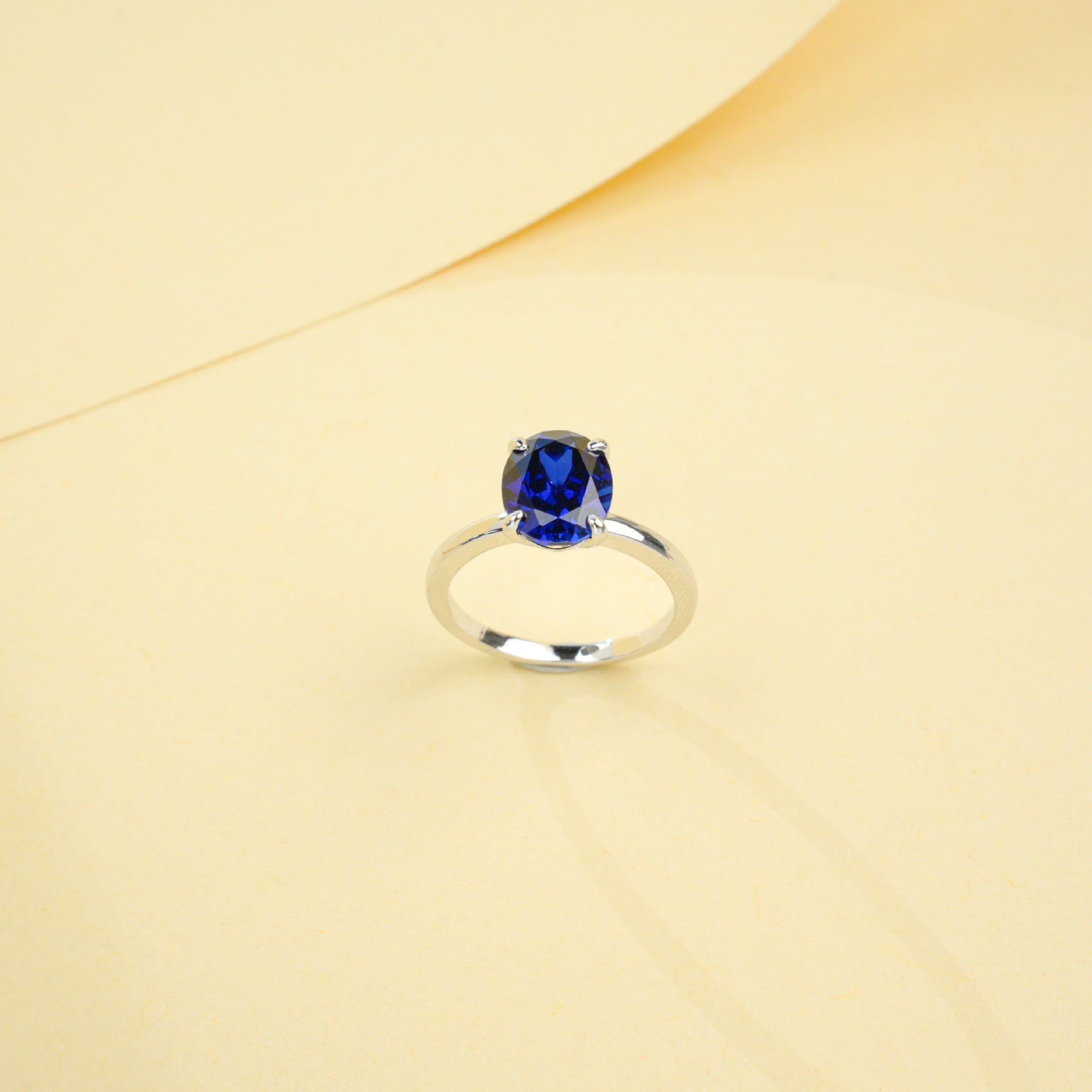 S925 Sterling Silver Lab Sapphire Ring, for Women - Photo 3