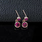 S925 Silver Double-Layer Round Ruby Stud Earrings, Rose Gold Full - Photo 2