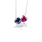 925 Silver Double Heart Lab Sapphire Ruby Contrast Necklace, Date Gift - Photo 5