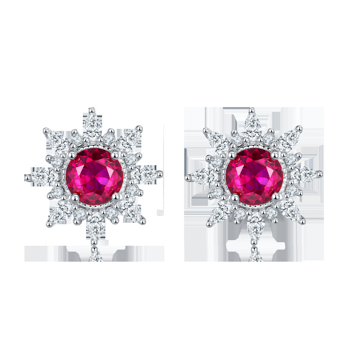 Lab Ruby Earrings S925 Sterling Silver Premium - Photo 5