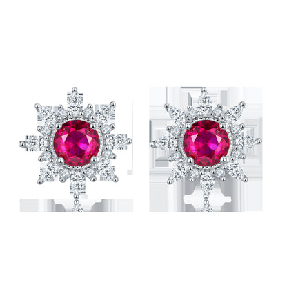 Lab Ruby Earrings S925 Sterling Silver Premium - Photo 5