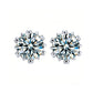 S925 Silver Sunflower Heart Prong Round Stone Stud Earrings, Simple Solitaire Earrings - Photo 5