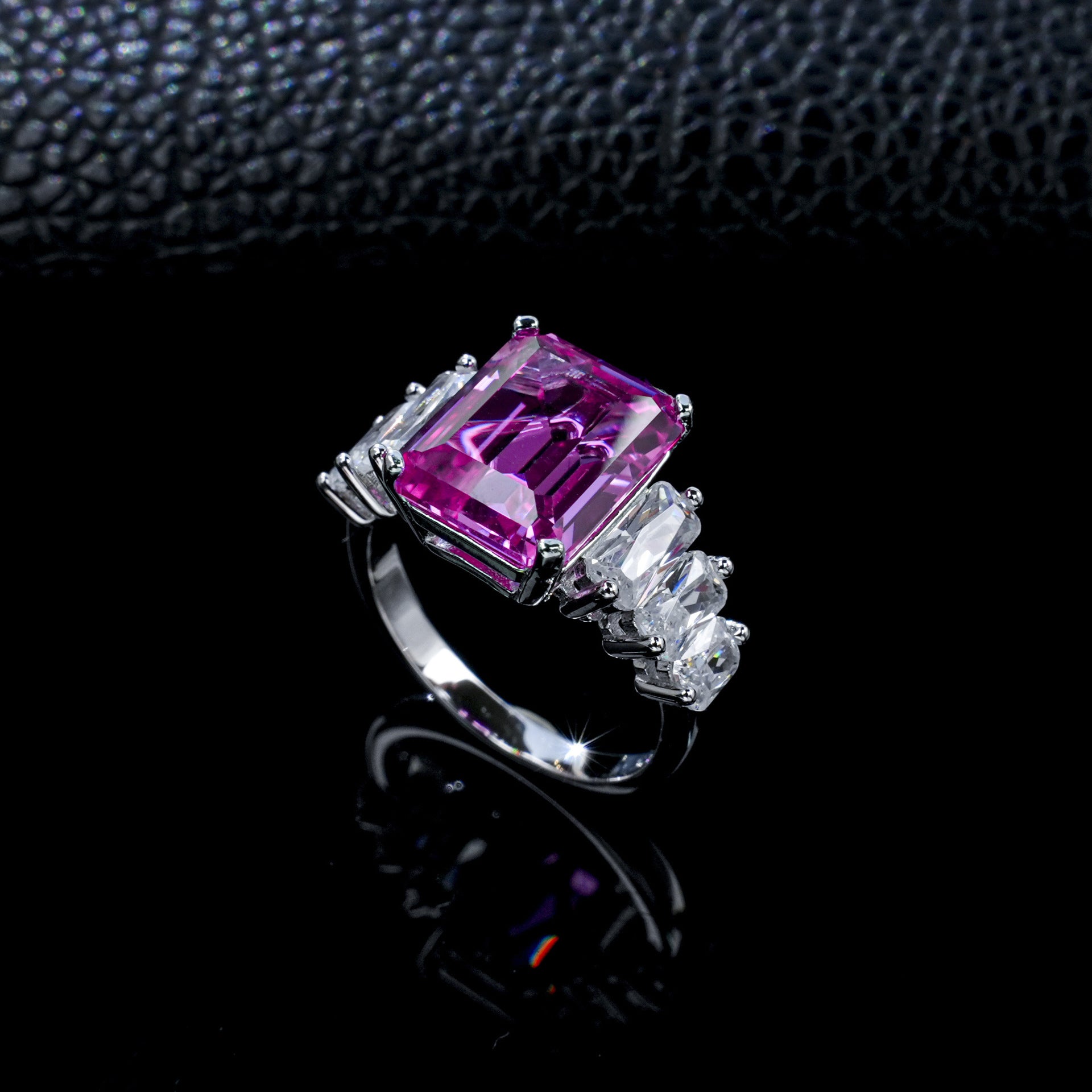 S925 Sterling Silver Lab Padparadscha Ring, Designer - Photo 2