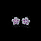 S925 Silver Sakura Stud Earrings, Lab Pink Sapphire - Photo 3
