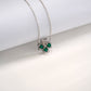 S925 Sterling Silver Lab Emerald Four-Leaf Clover Necklace, Fresh Versatile - Photo 3