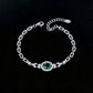 S925 Silver Oval Lab Emerald Bracelet, Full Diamond Halo - Photo 3