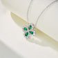 S925 Sterling Silver Lab Emerald Four-Leaf Clover Ruby Ring, Vintage Set - Photo 3
