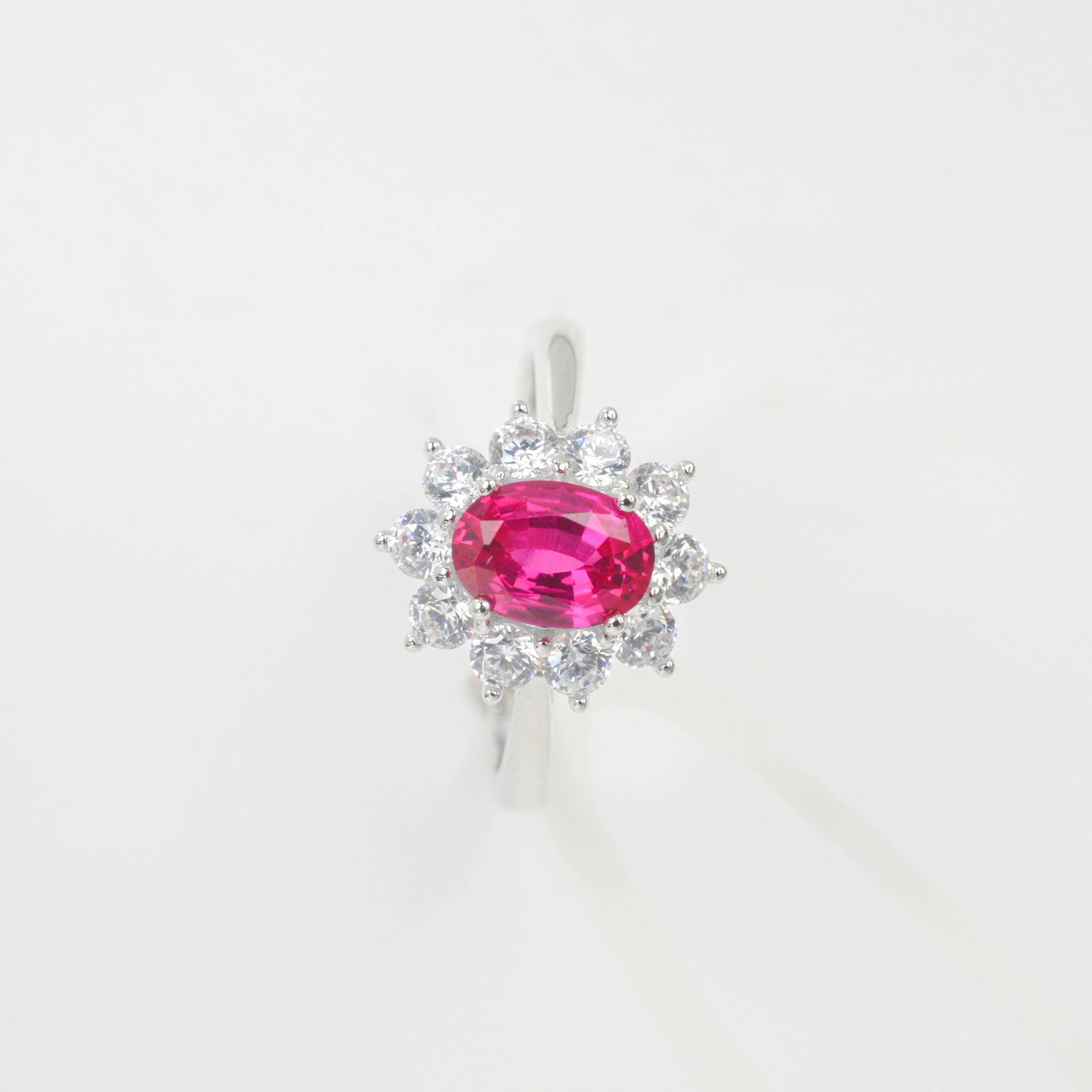 S925 Sterling Silver Lab Ruby Sunflower Ring for Women, Vintage Versatile Premium - Photo 5