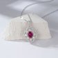 S925 Silver Necklace Pigeon Blood Ruby Pendant Diamond Chain, Sparkling Vintage Holiday - Photo 4