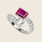 925 Sterling Silver Lab Ruby Emerald-Cut Ring - Photo 1
