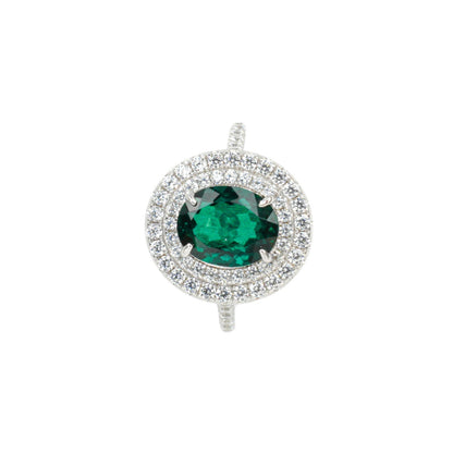 925 Sterling Silver Gold-Plated Lab Emerald Ring for Women, Versatile - Photo 5