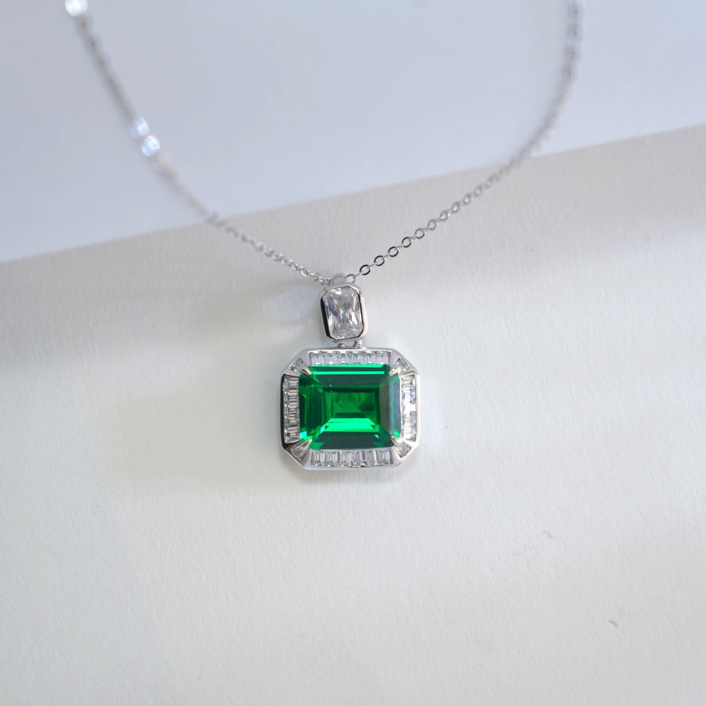 Tsavorite Necklace 925 Sterling Silver Square, Pendant - Photo 4