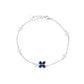 S925 Silver Four-Leaf Clover Royal Blue Sapphire Bracelet, Full Diamond Flower - Photo 5