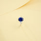 S925 Sterling Silver Oval Lab Sapphire Ring for Women, Minimalist - Photo 3