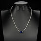 S925 Sterling Silver Lab Sapphire Necklace Rectangle Step-Cut Centre Full Diamond, Premium Valentine Gift - Photo 4
