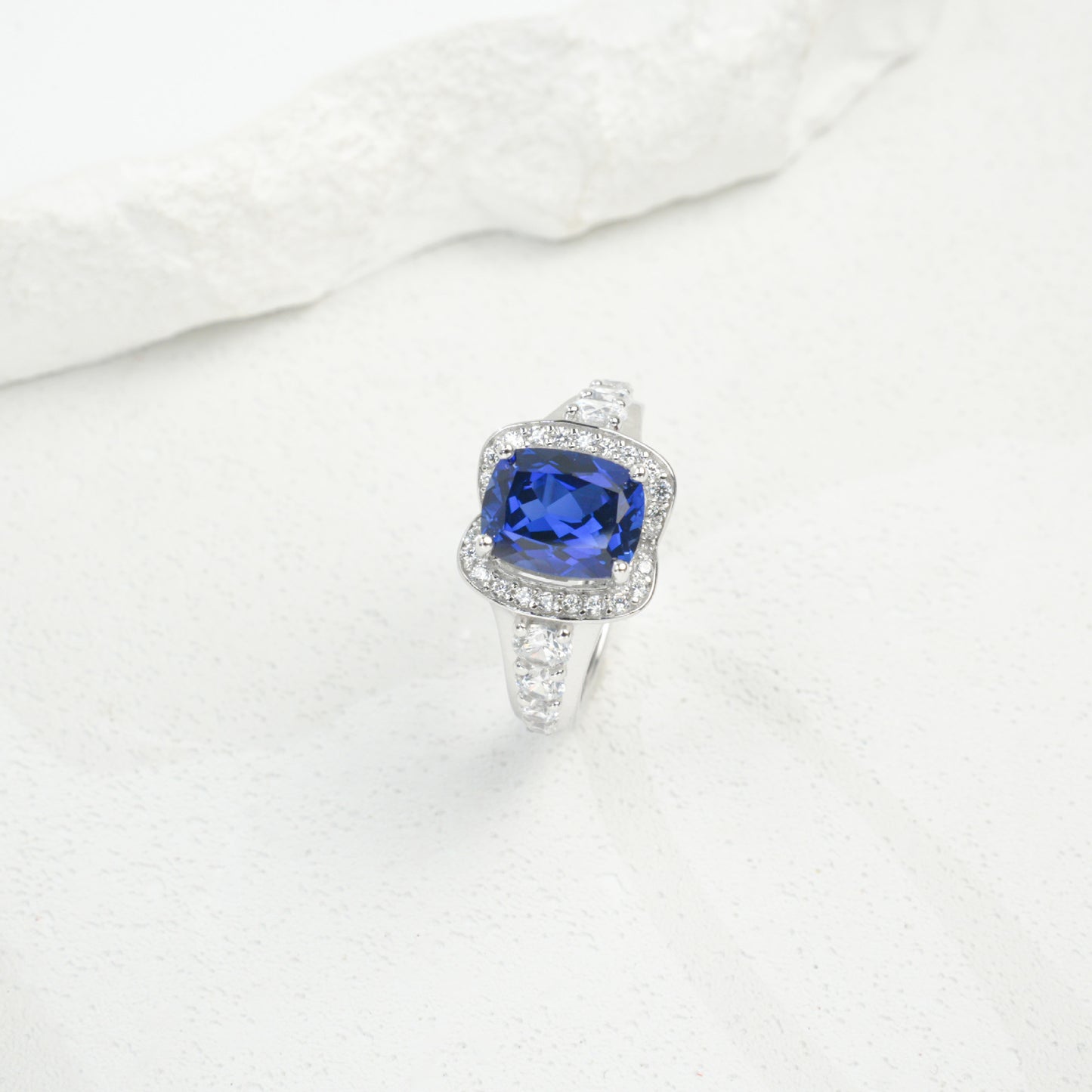 S925 Sterling Silver Lab Sapphire Ring for Women, Versatile - Photo 4