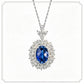 S925 Sterling Silver Oval Sapphire Pendant Choker Halo, Design Versatile Premium - Photo 1