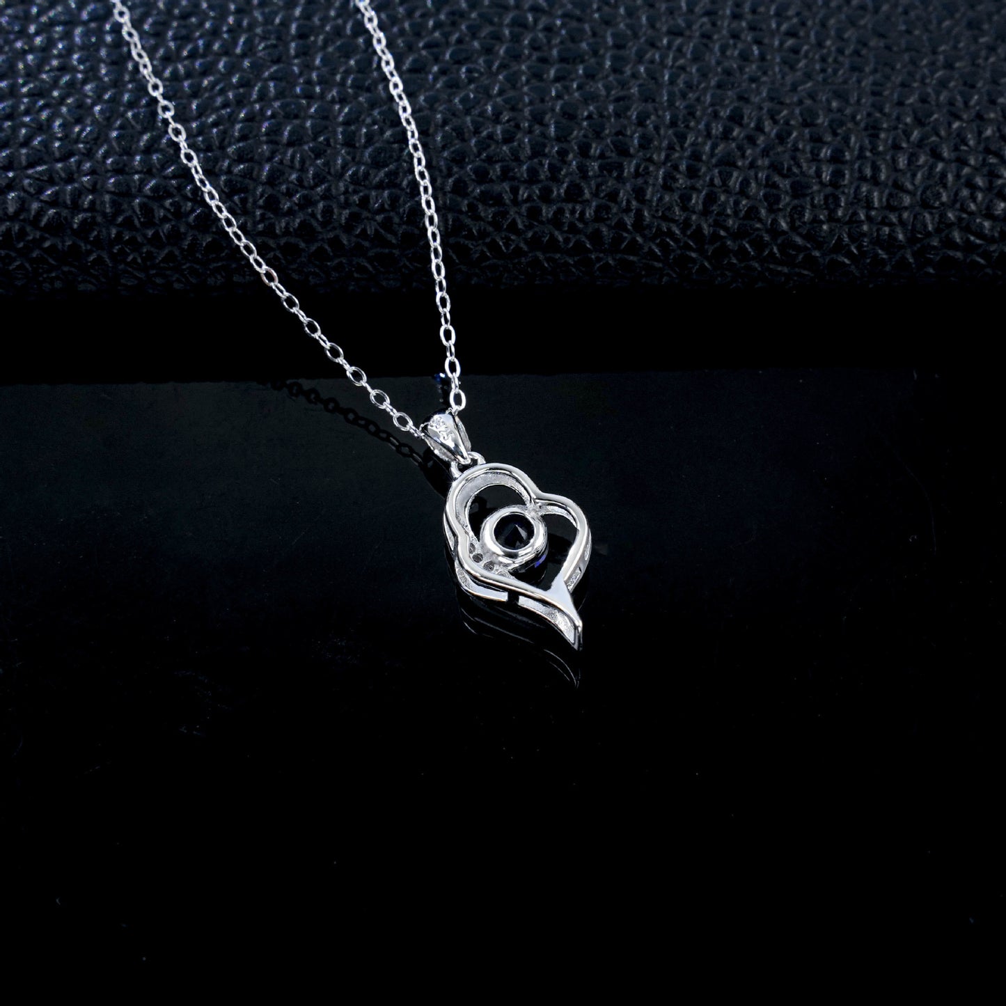 Heart Lab Sapphire Choker, Silver Pendant, Holiday - Photo 3