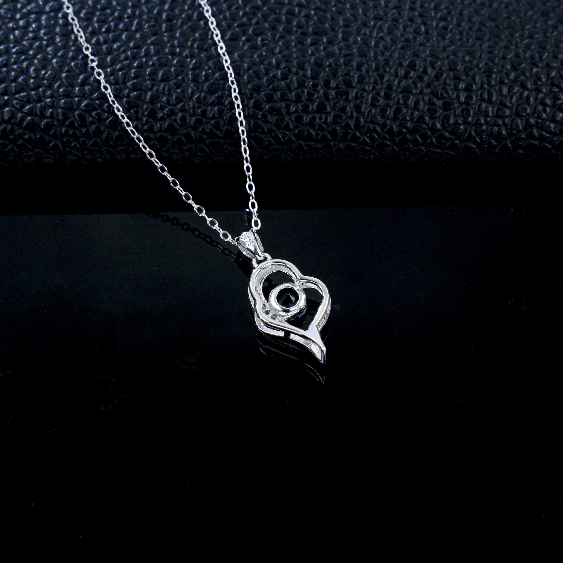 Heart Lab Sapphire Choker, Silver Pendant, Holiday - Photo 3