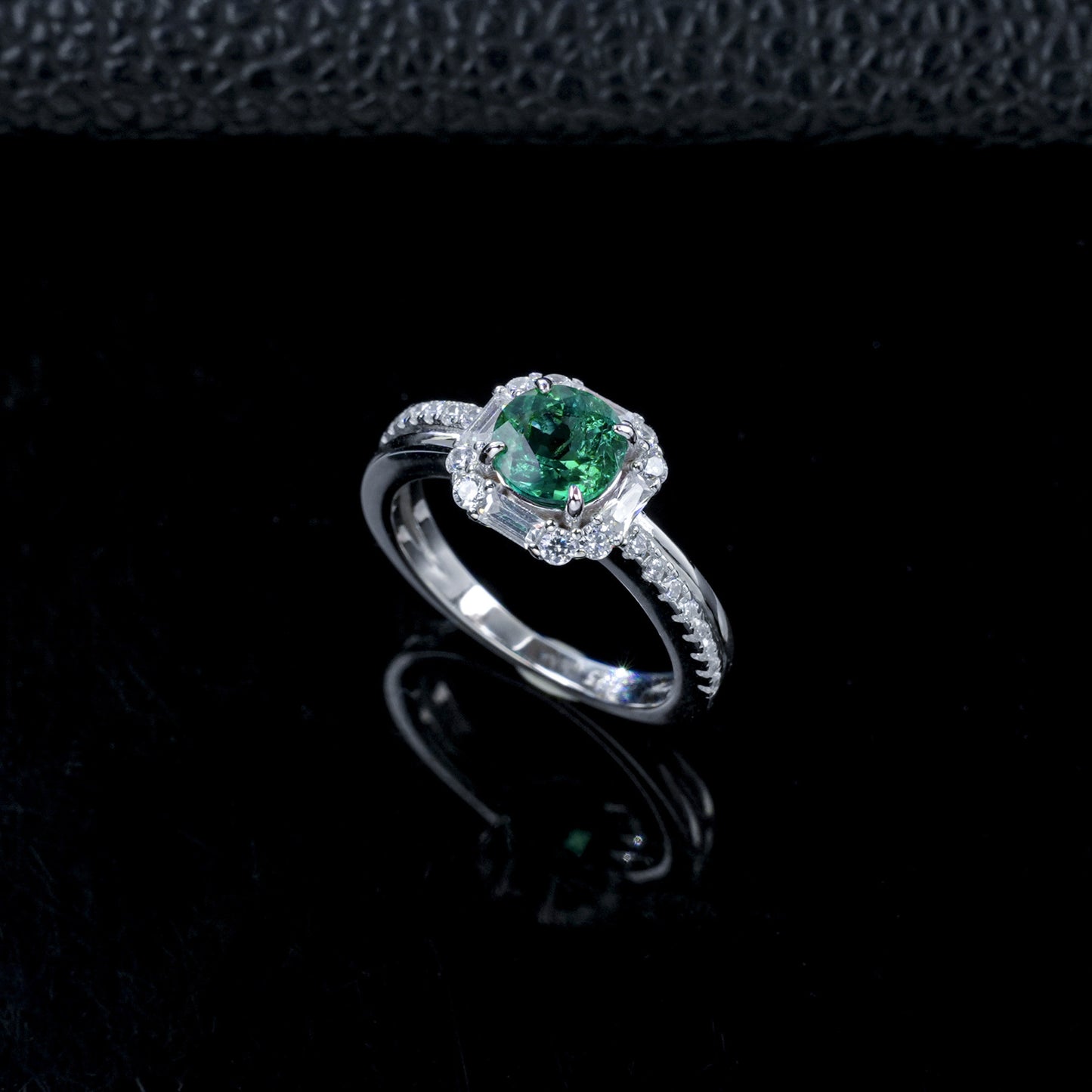 S925 Silver Round Lab Emerald Vintage, Evening Anniversary Gift - Photo 2