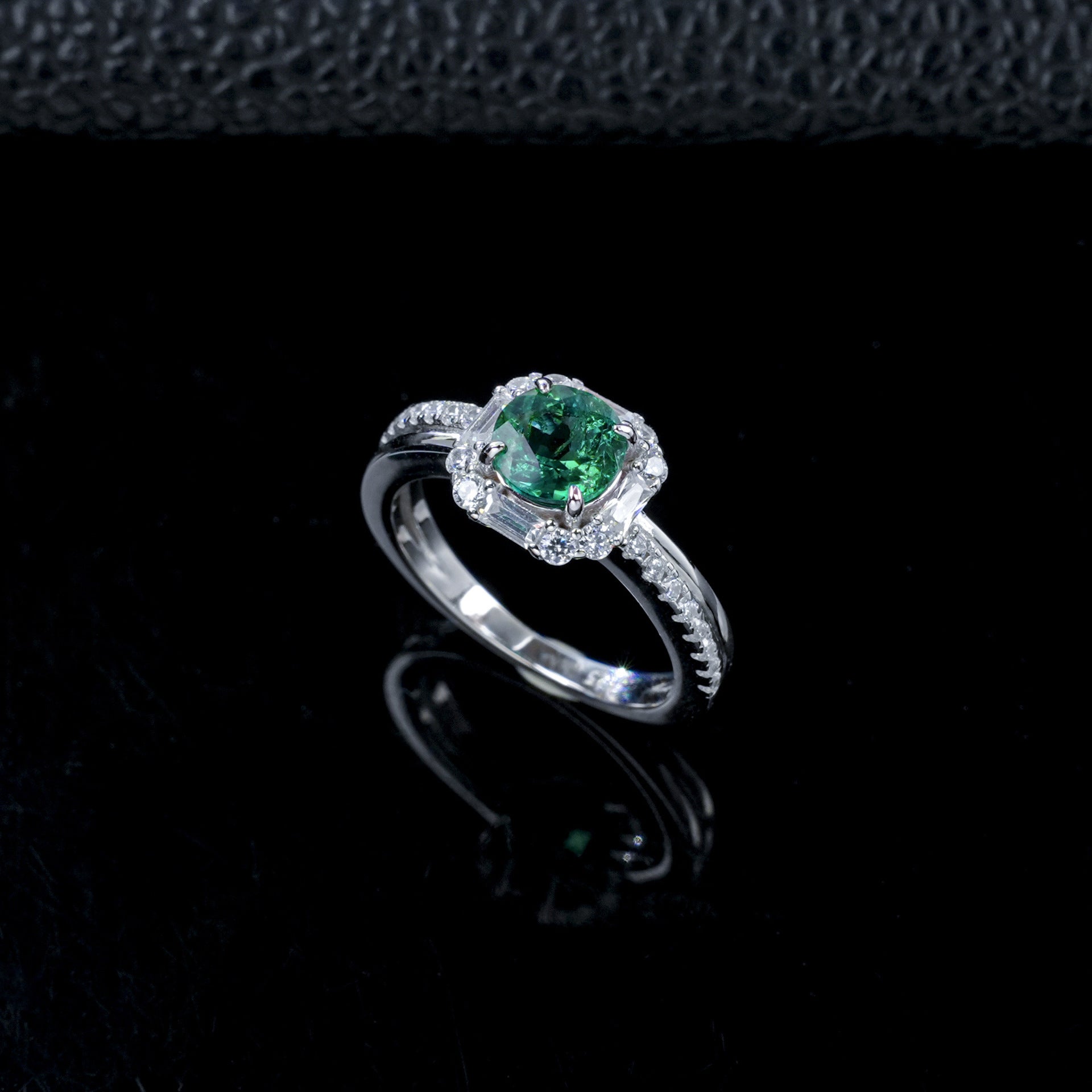 S925 Silver Round Lab Emerald Vintage, Evening Anniversary Gift - Photo 2