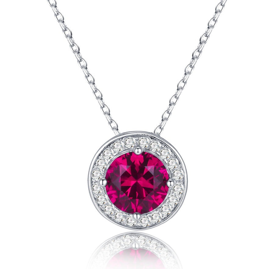 925 Sterling Silver Lab Ruby Choker Necklace, Versatile Bestie Gift - Photo 6