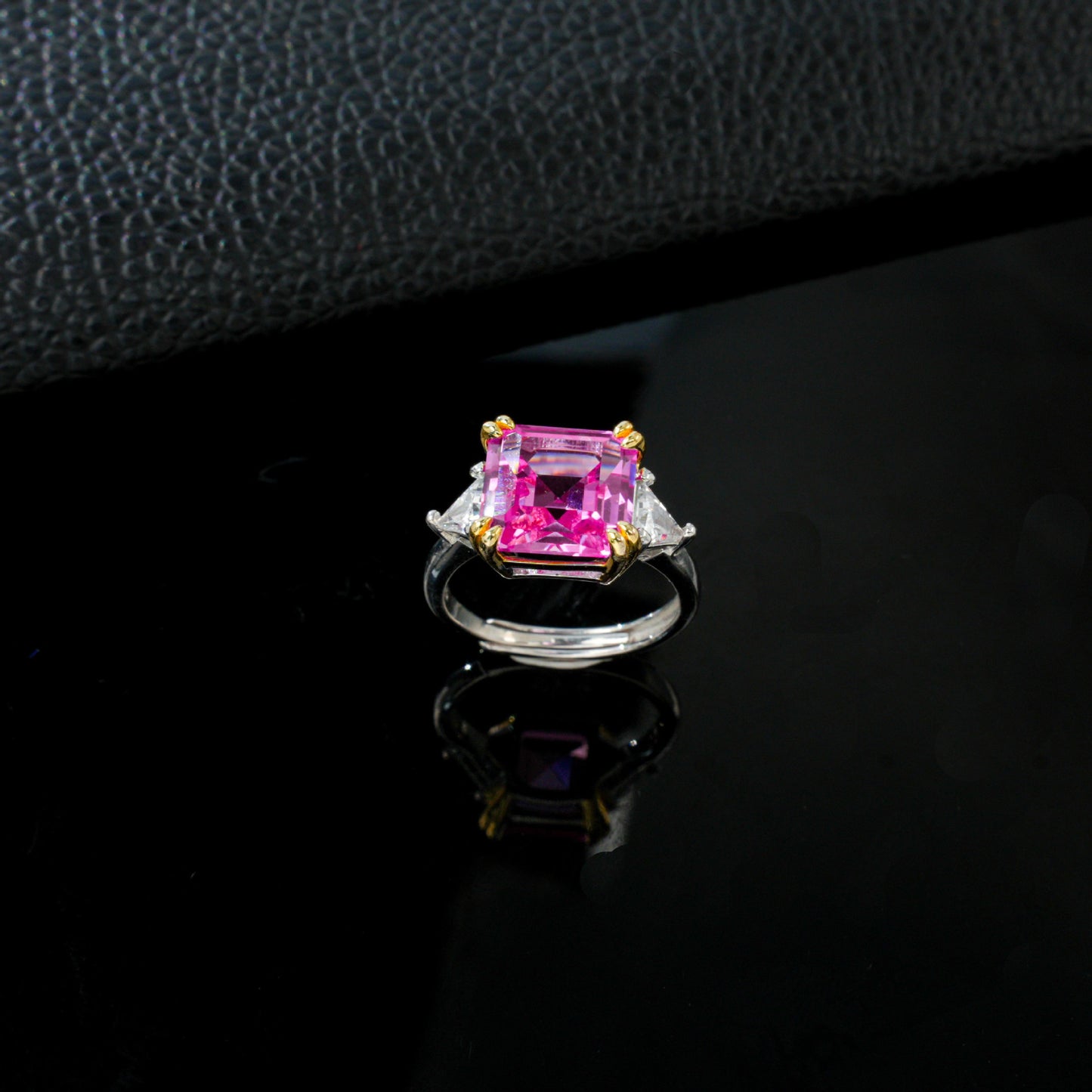 S925 Sterling Silver Lab Padparadscha Ring for Women, Premium - Photo 2