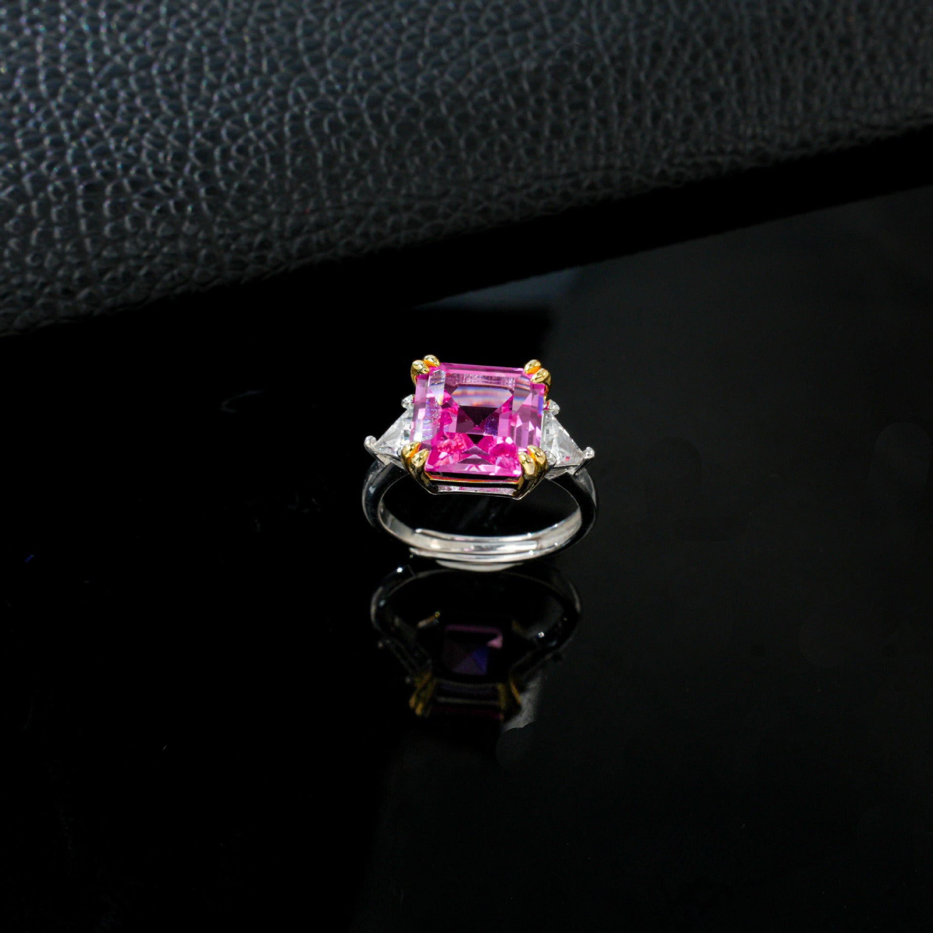 S925 Sterling Silver Lab Padparadscha Ring for Women, Premium - Photo 2