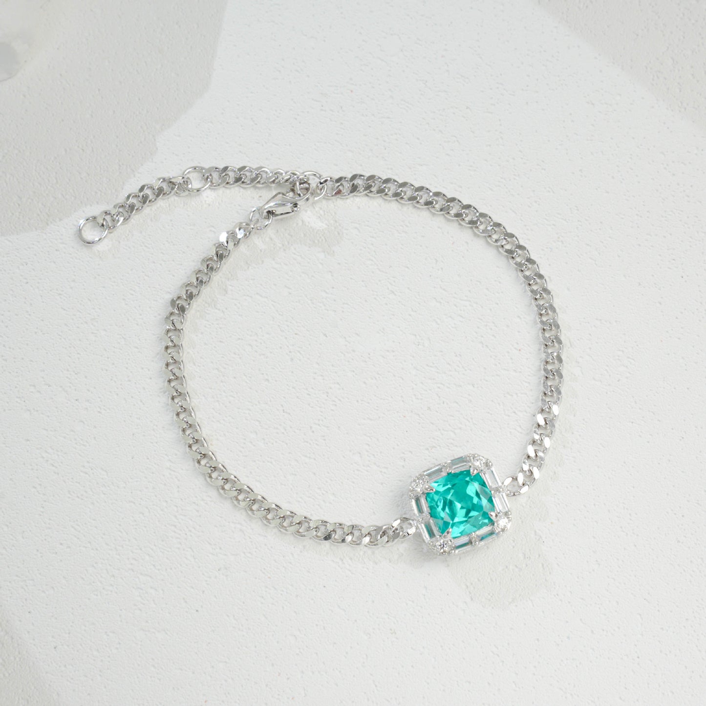 925 Sterling Silver Paraiba Green Garnet Bracelet, Natural - Photo 3