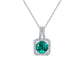 925 Sterling Silver Lab Emerald Round Pendant Necklace, Premium for Women - Photo 5