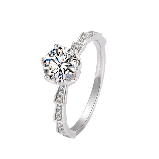 S925 Sterling Silver Lab Diamond Twist-Arm Ring - Photo 5