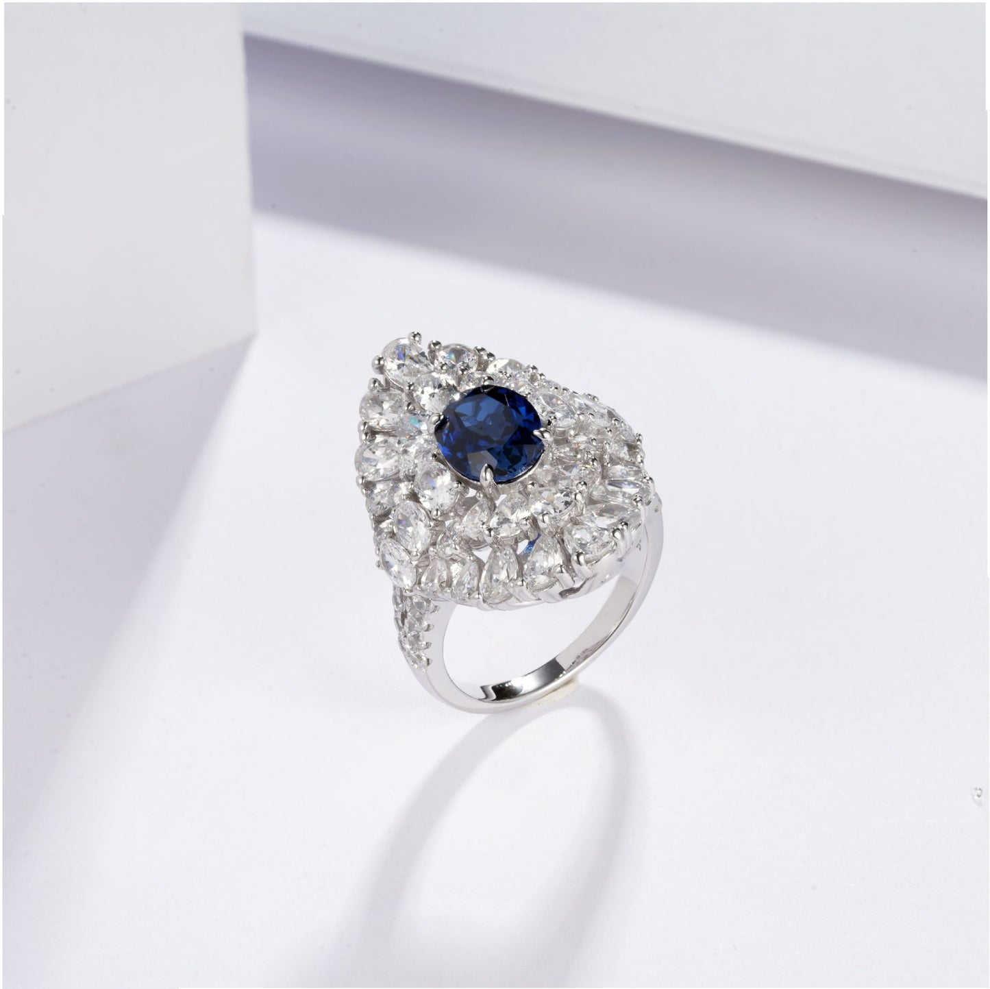 Lab Sapphire Ring 925 Silver, Design Minimalist Purple - Photo 3