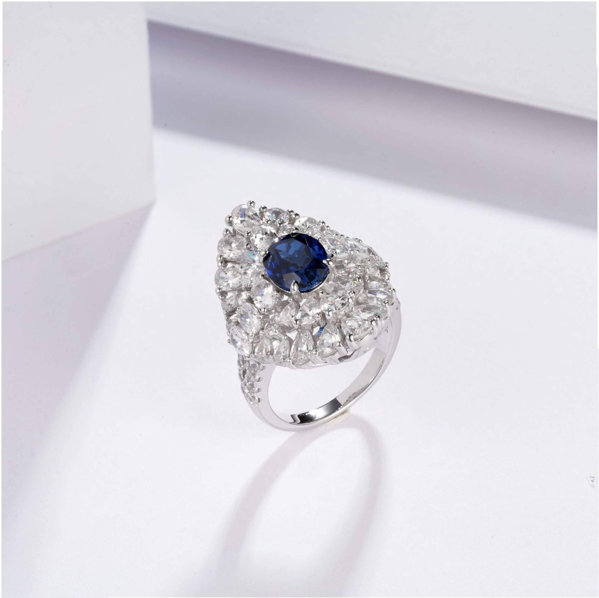 Lab Sapphire Ring 925 Silver, Design Minimalist Purple - Photo 3