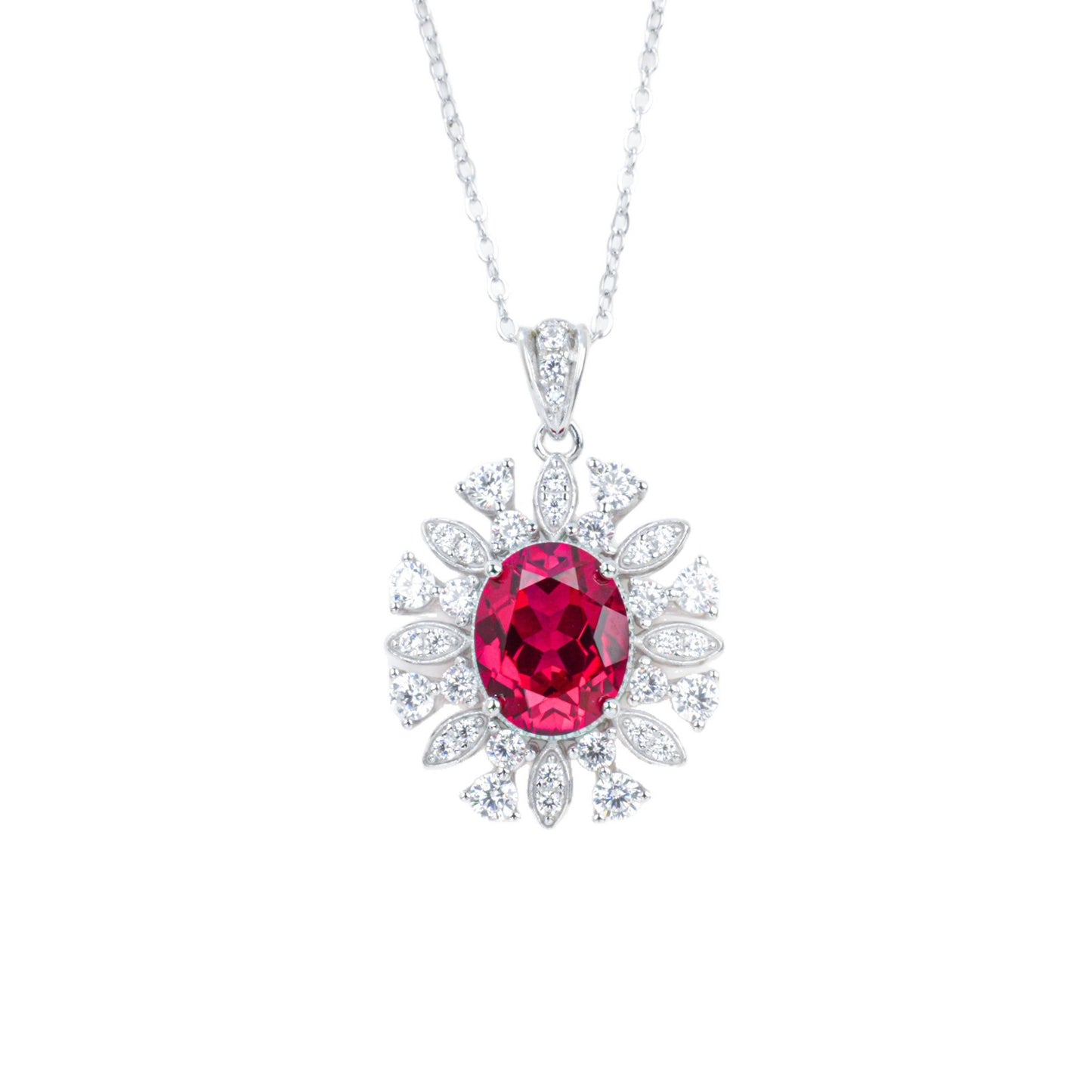 S925 Sterling Silver Lab Ruby Choker Necklace for Women, Versatile - Photo 5