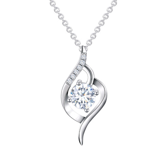 S925 Silver Curve Wrap Centre Pendant Necklace, Simple Birthday Gift - Photo 5